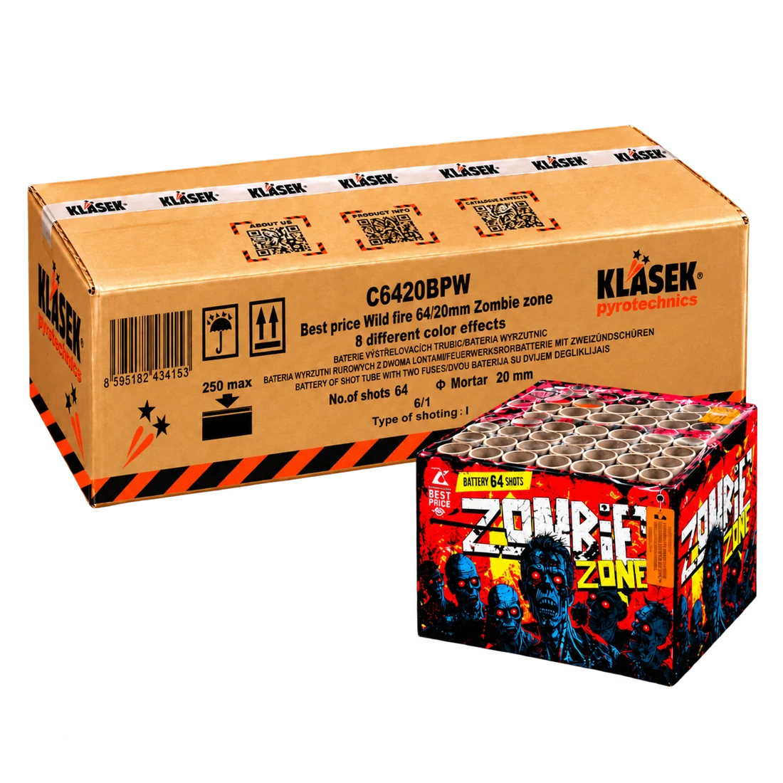 Caixa de baterias Zombie Zone e embalagem do produto